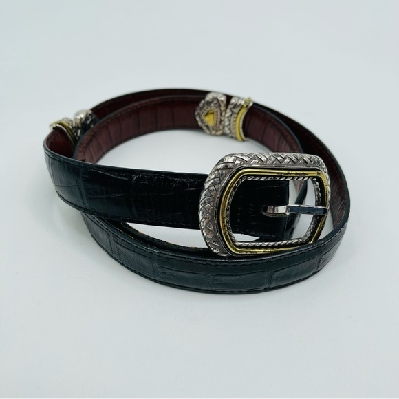 Brighton Marcus two tone reversible belt leather gold‎ silver black brown size L - Picture 8 of 9
